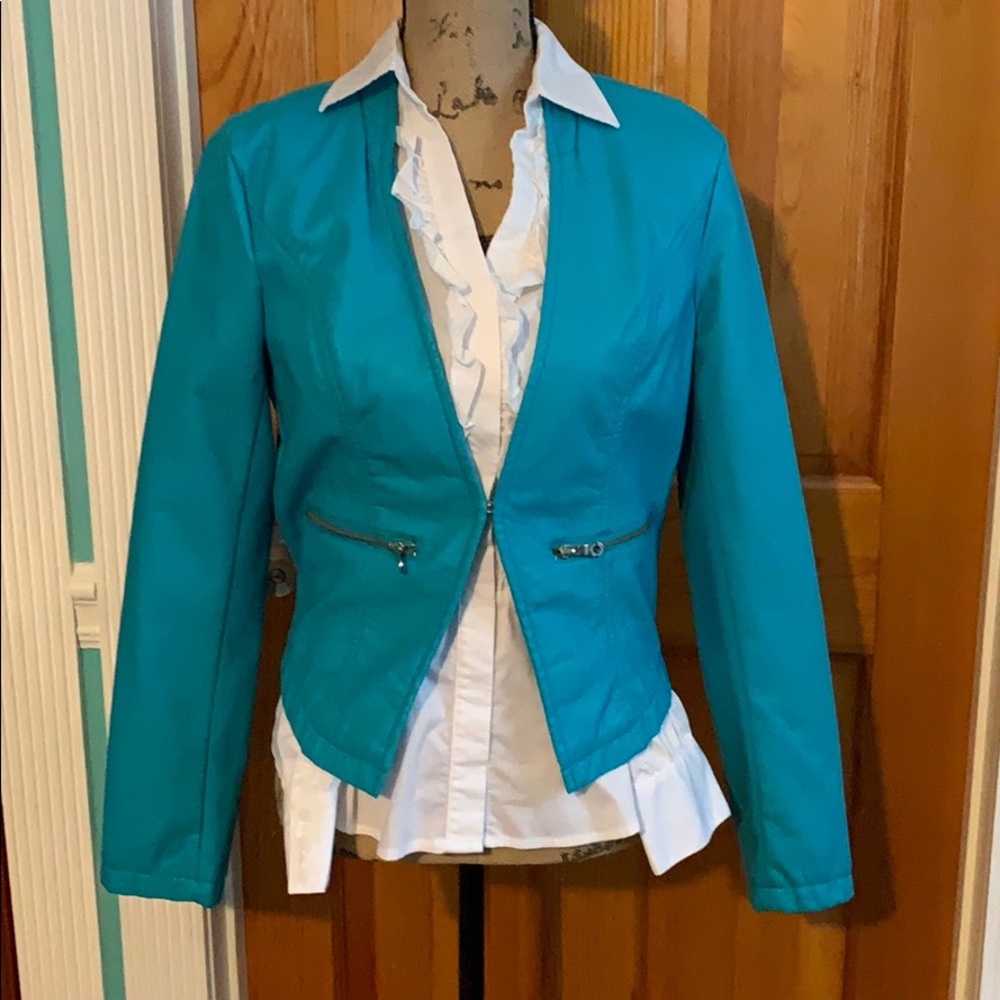 Women’s Turquoise faux leather jacket